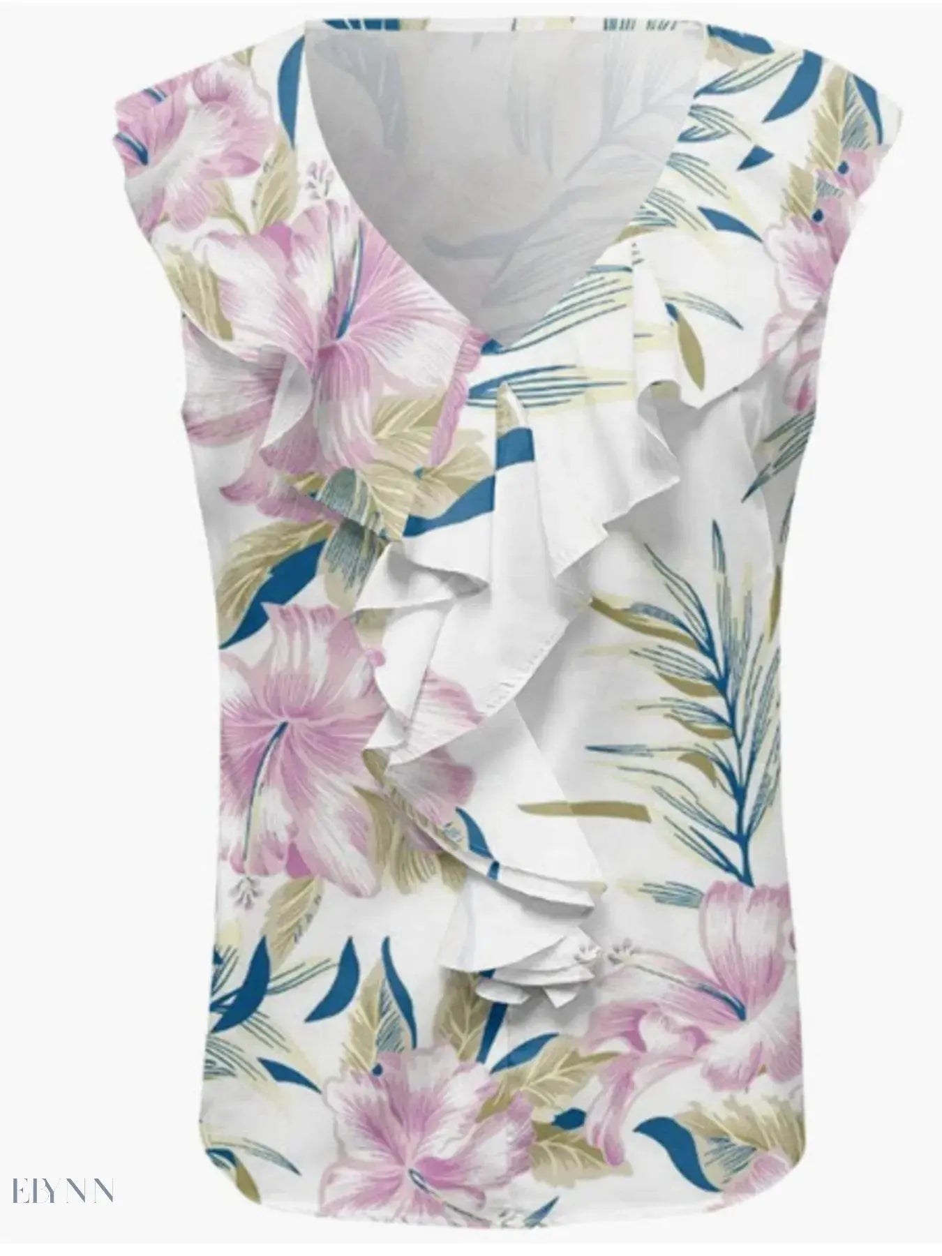 Ruffled V-Neck Tank Top - Stylish & Comfortable - EBYNN