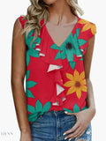 Ruffled V-Neck Tank Top - Stylish & Comfortable - EBYNN