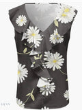 Ruffled V-Neck Tank Top - Stylish & Comfortable - EBYNN