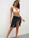 Rainbow Pompom Trim Swim Skirt - EBYNN
