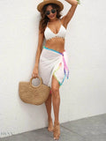 Rainbow Pompom Trim Swim Skirt - EBYNN