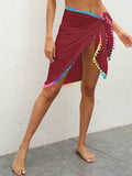 Rainbow Pompom Trim Swim Skirt - EBYNN