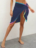 Rainbow Pompom Trim Swim Skirt - EBYNN
