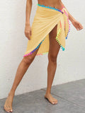 Rainbow Pompom Trim Swim Skirt - EBYNN