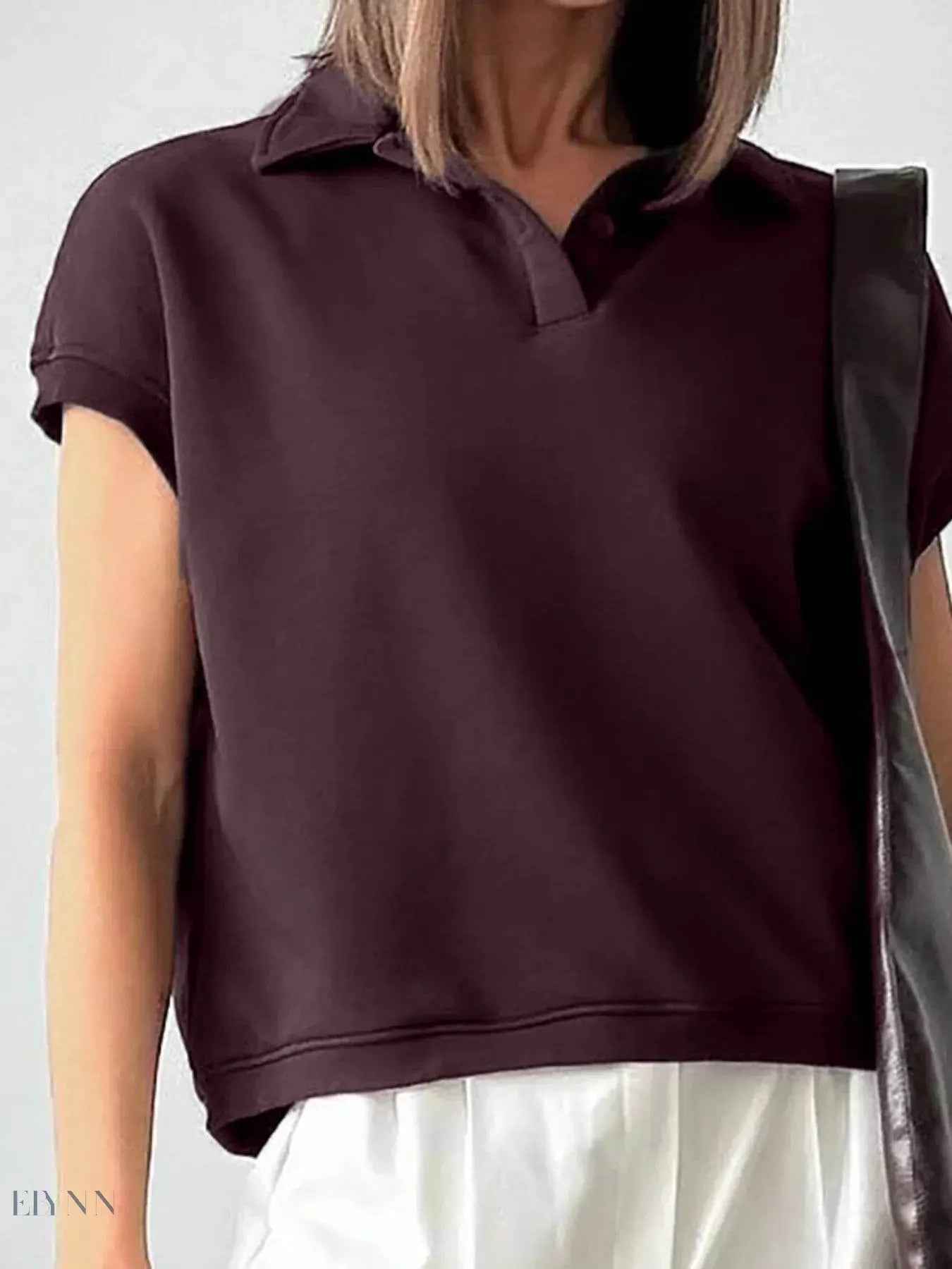 Ribbed Hem Polo Shirt for Effortless Style and Comfort - EBYNN