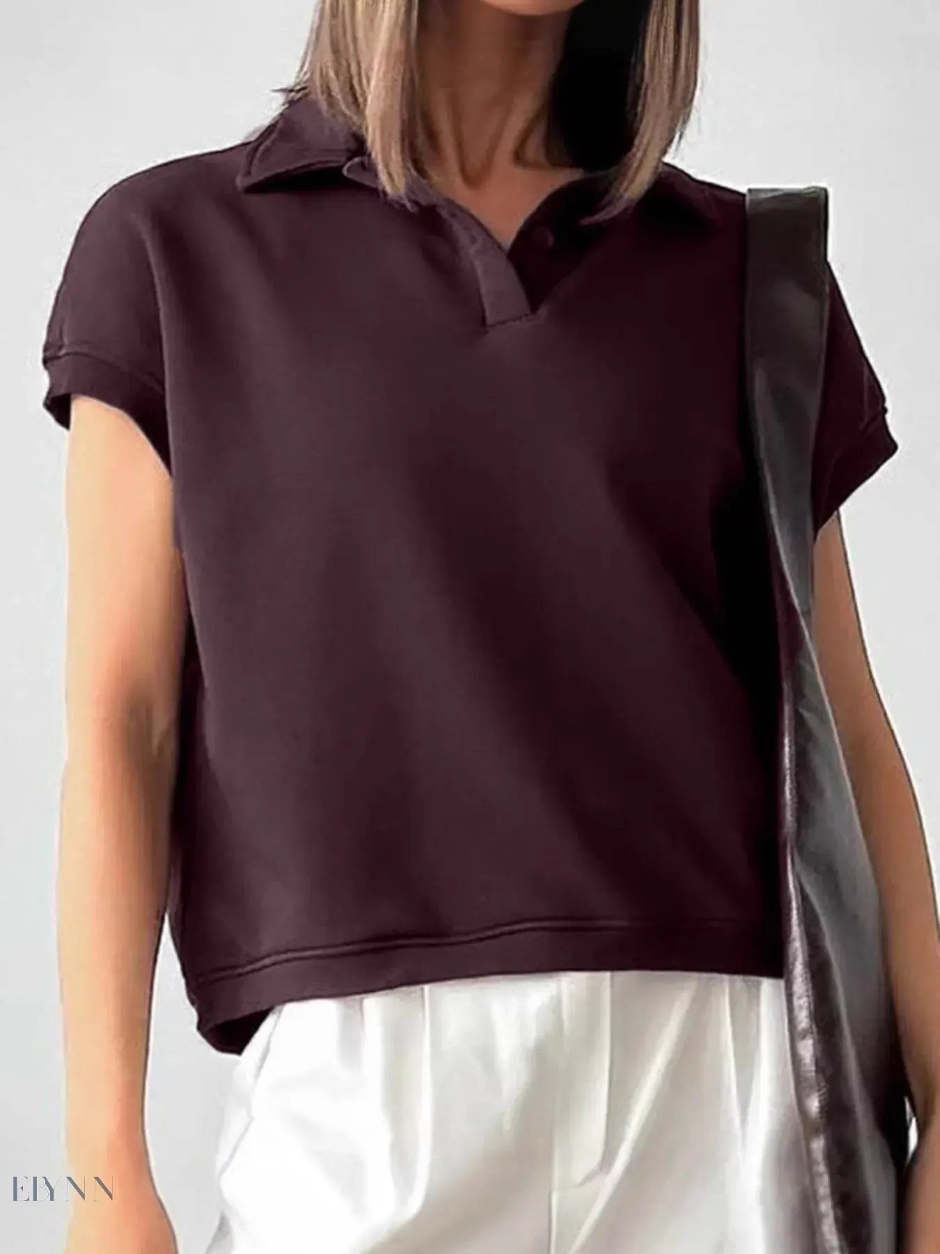 Ribbed Hem Polo Shirt for Effortless Style and Comfort - EBYNN