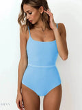 Ribbed Tie Waist One-Piece Swimsuit - EBYNN