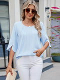 Round Neck Half Sleeve Blouse for Stylish Everyday Wear - EBYNN
