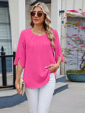Round Neck Half Sleeve Blouse for Stylish Everyday Wear - EBYNN