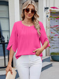 Round Neck Half Sleeve Blouse for Stylish Everyday Wear - EBYNN