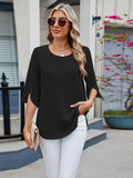 Round Neck Half Sleeve Blouse for Stylish Everyday Wear - EBYNN