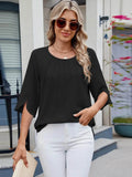 Round Neck Half Sleeve Blouse for Stylish Everyday Wear - EBYNN