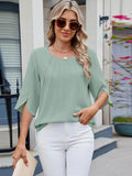 Round Neck Half Sleeve Blouse for Stylish Everyday Wear - EBYNN