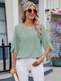 Round Neck Half Sleeve Blouse for Stylish Everyday Wear - EBYNN