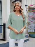 Round Neck Half Sleeve Blouse for Stylish Everyday Wear - EBYNN