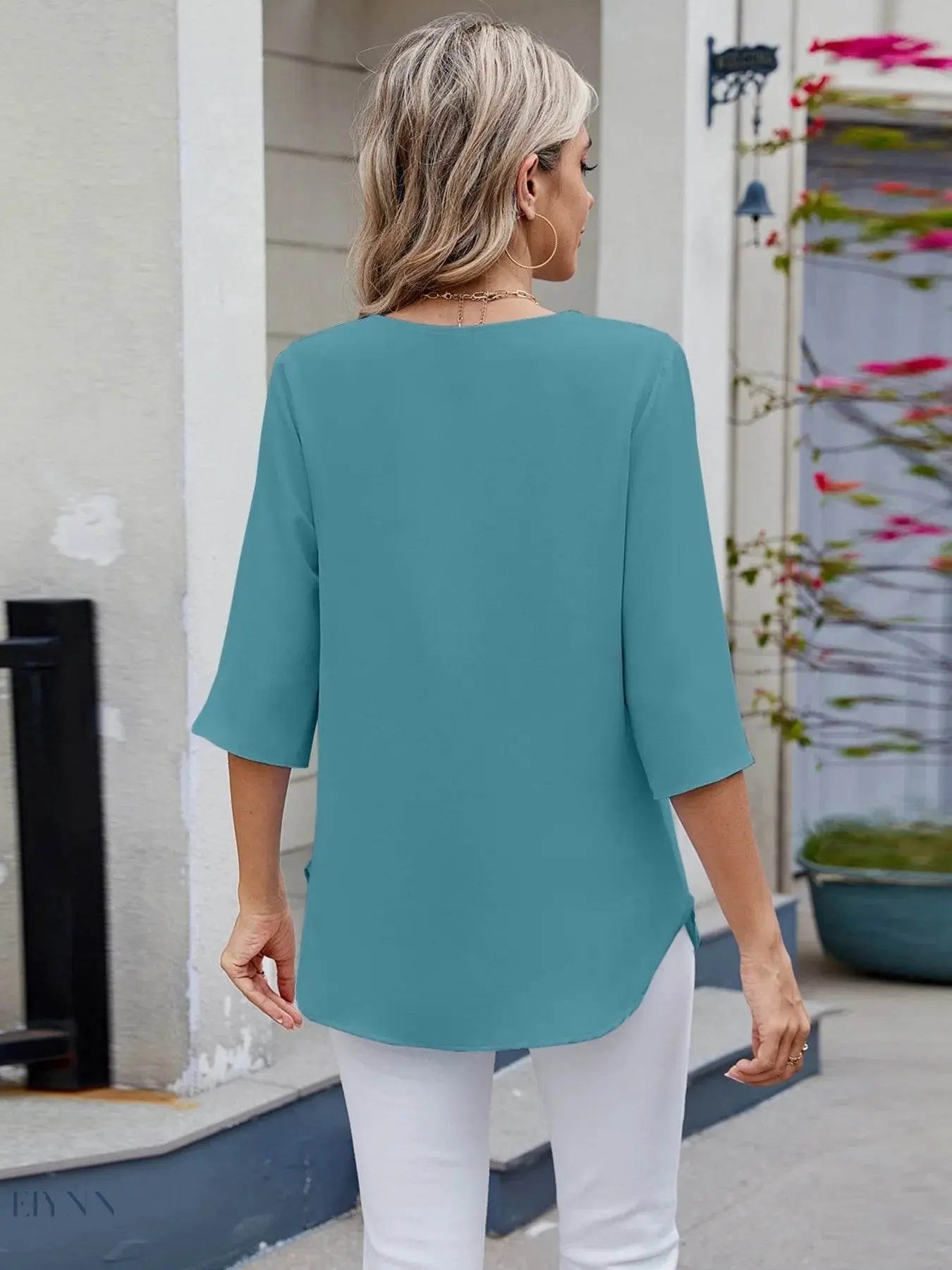 Round Neck Half Sleeve Blouse for Stylish Everyday Wear - EBYNN
