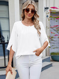 Round Neck Half Sleeve Blouse for Stylish Everyday Wear - EBYNN