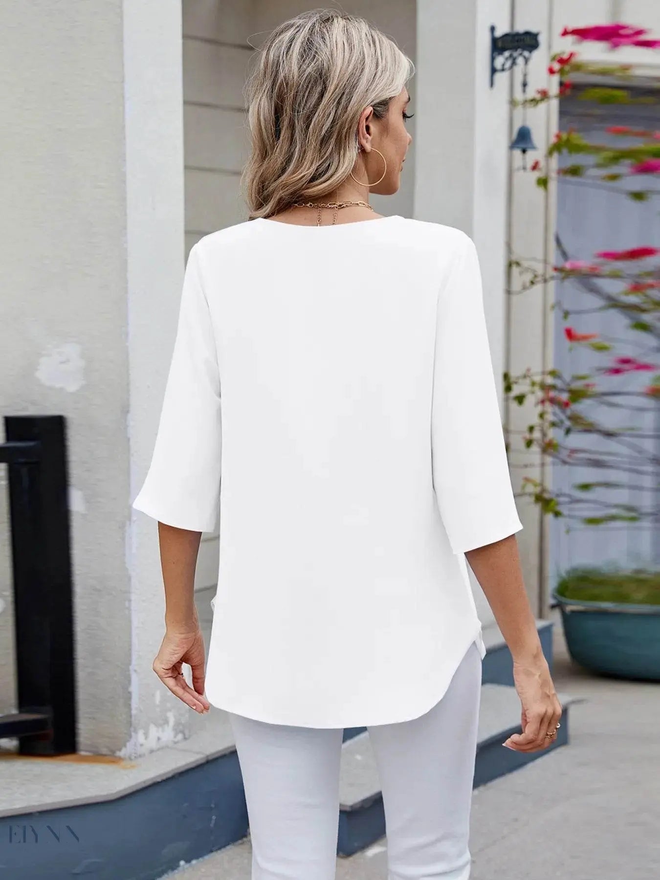 Round Neck Half Sleeve Blouse for Stylish Everyday Wear - EBYNN