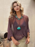 Round Neck Sheer Cover-Up with Long Sleeves for Effortless Style - EBYNN