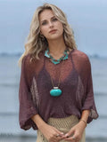 Round Neck Sheer Cover-Up with Long Sleeves for Effortless Style - EBYNN