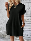 Round Neck Short Sleeve Mini Dress - EBYNN