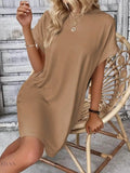 Round Neck Short Sleeve Mini Dress - EBYNN