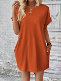 Round Neck Short Sleeve Mini Dress - EBYNN