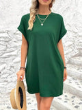 Round Neck Short Sleeve Mini Dress - EBYNN