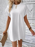 Round Neck Short Sleeve Mini Dress - EBYNN