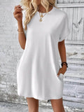 Round Neck Short Sleeve Mini Dress - EBYNN