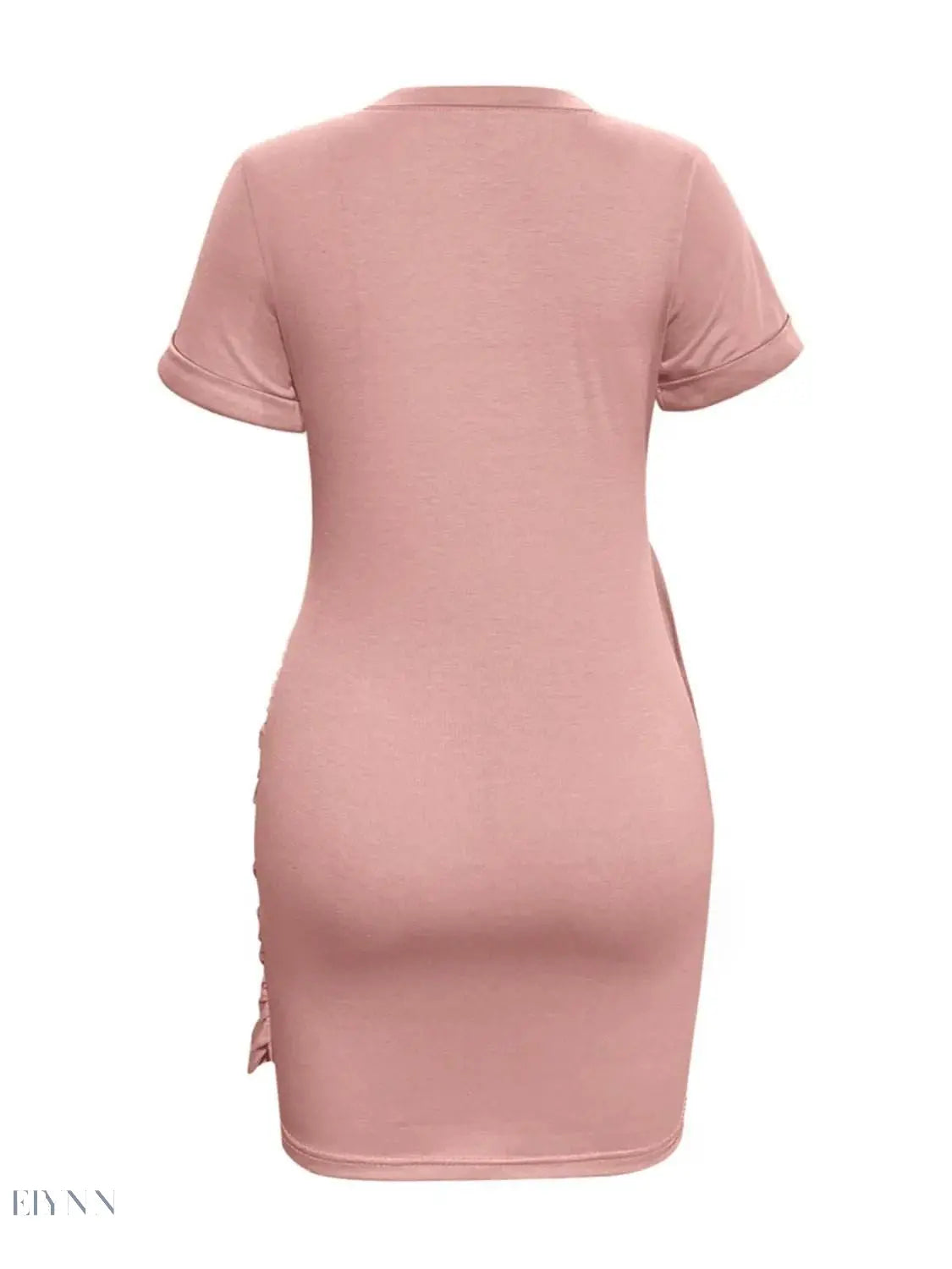 Round Neck Mini Tee Dress - Comfortable Short Sleeve Style - EBYNN