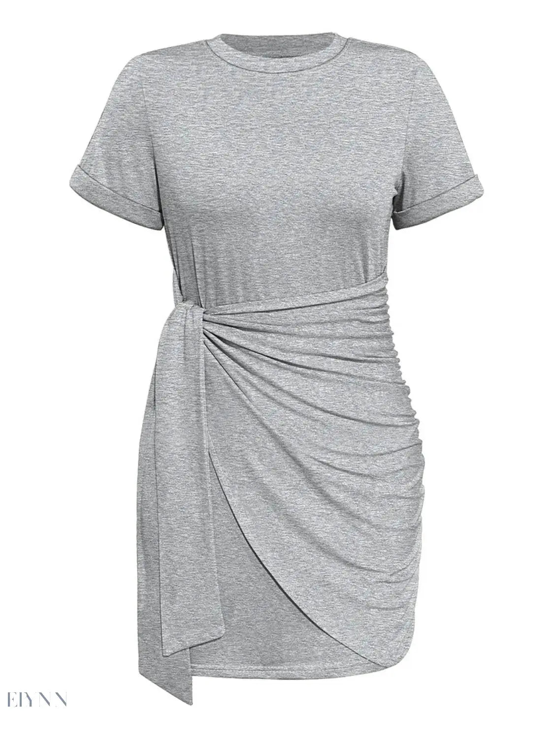 Round Neck Mini Tee Dress - Comfortable Short Sleeve Style - EBYNN