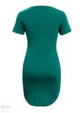 Round Neck Mini Tee Dress - Short Sleeve Style for Effortless Chic - EBYNN