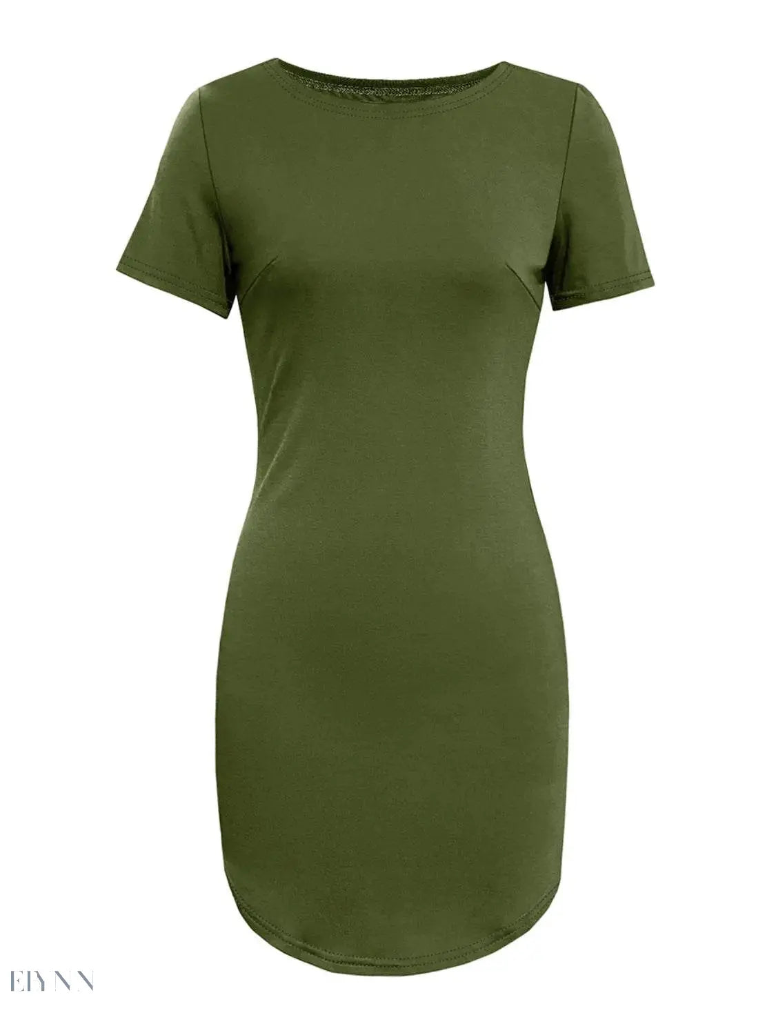 Round Neck Mini Tee Dress - Short Sleeve Style for Effortless Chic - EBYNN