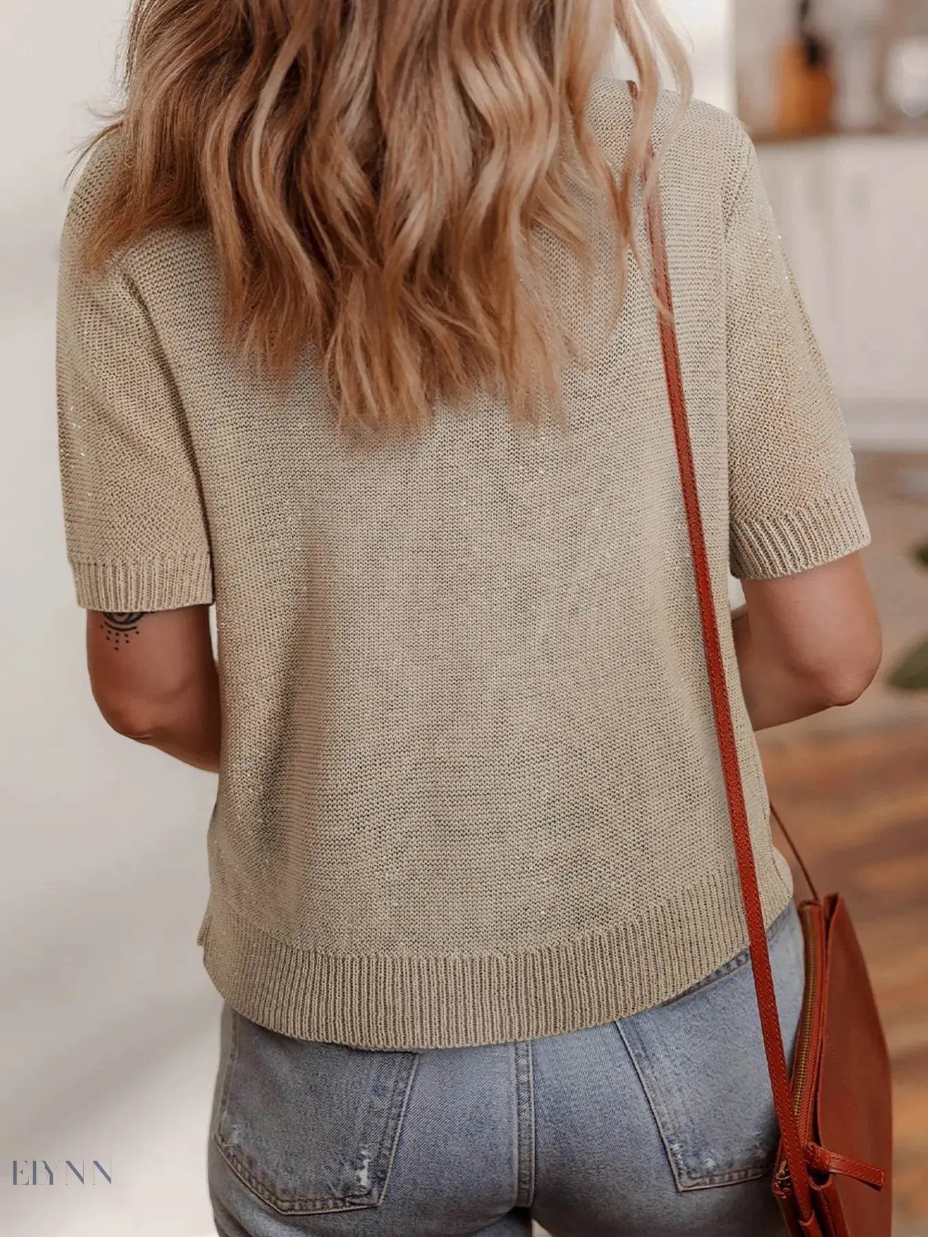 Round Neck Short Sleeve Sweater for Ultimate Comfort and Style - EBYNN