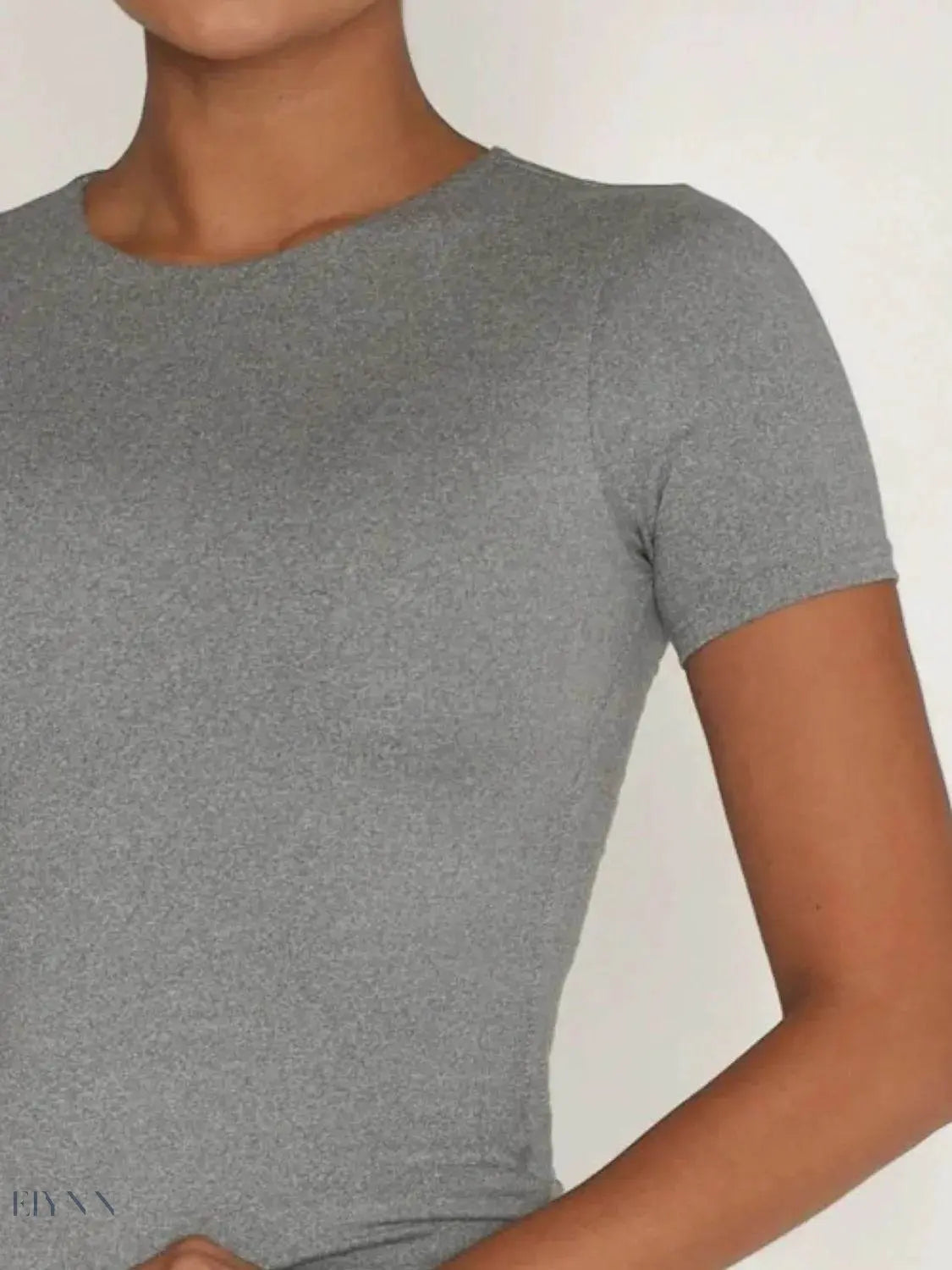 Round Neck Short Sleeve Swim Top - EBYNN