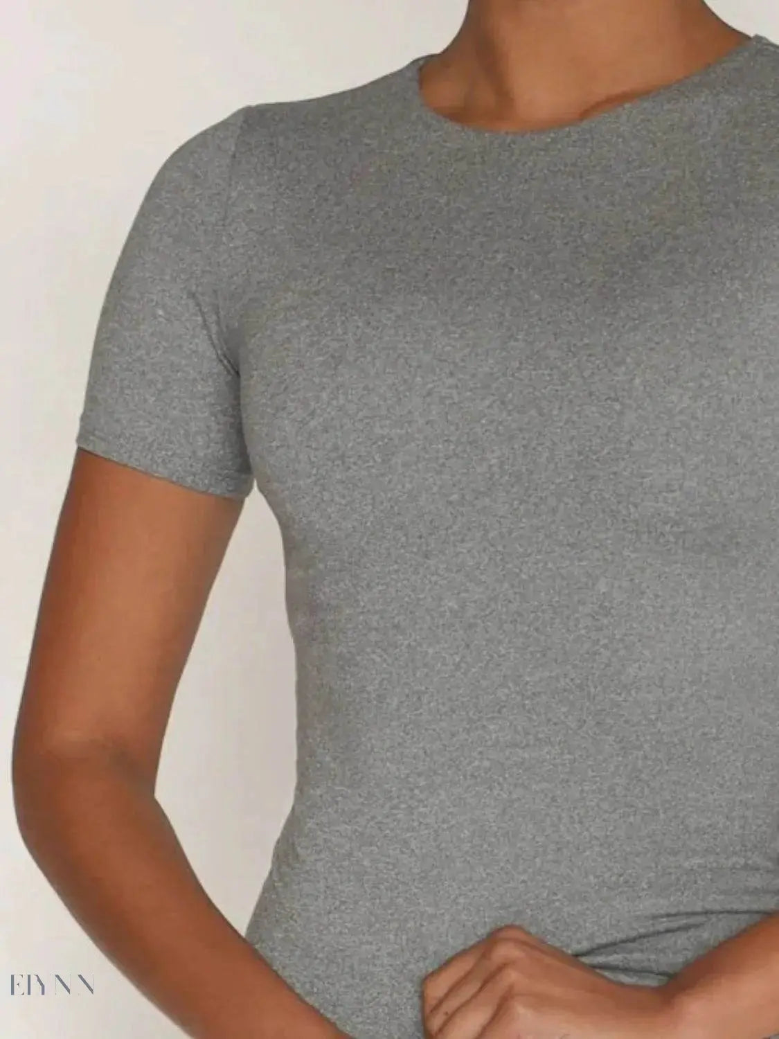 Round Neck Short Sleeve Swim Top - EBYNN