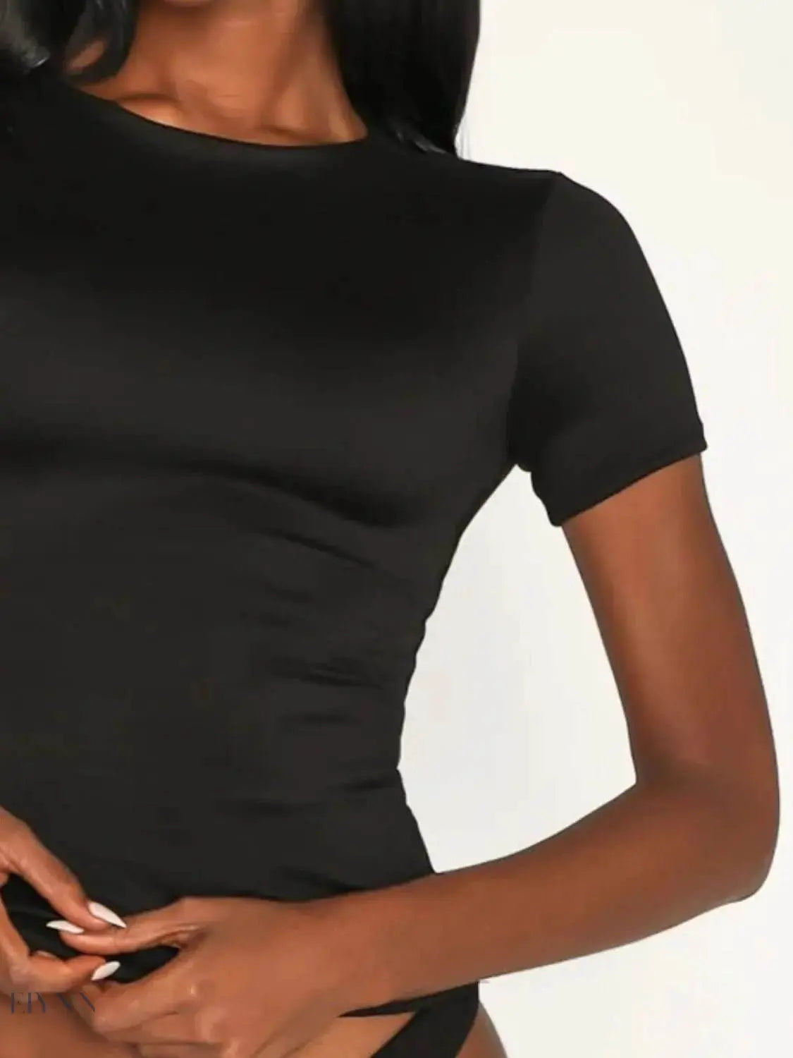 Round Neck Short Sleeve Swim Top - EBYNN