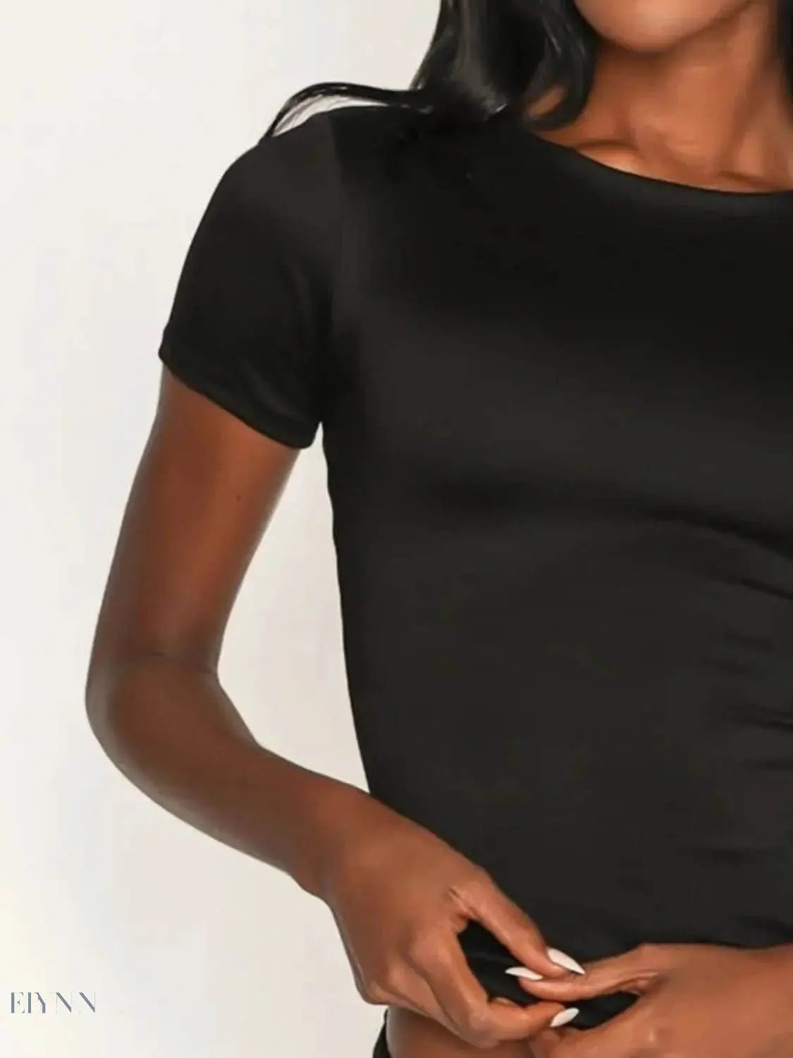 Round Neck Short Sleeve Swim Top - EBYNN