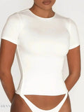 Round Neck Short Sleeve Swim Top - EBYNN
