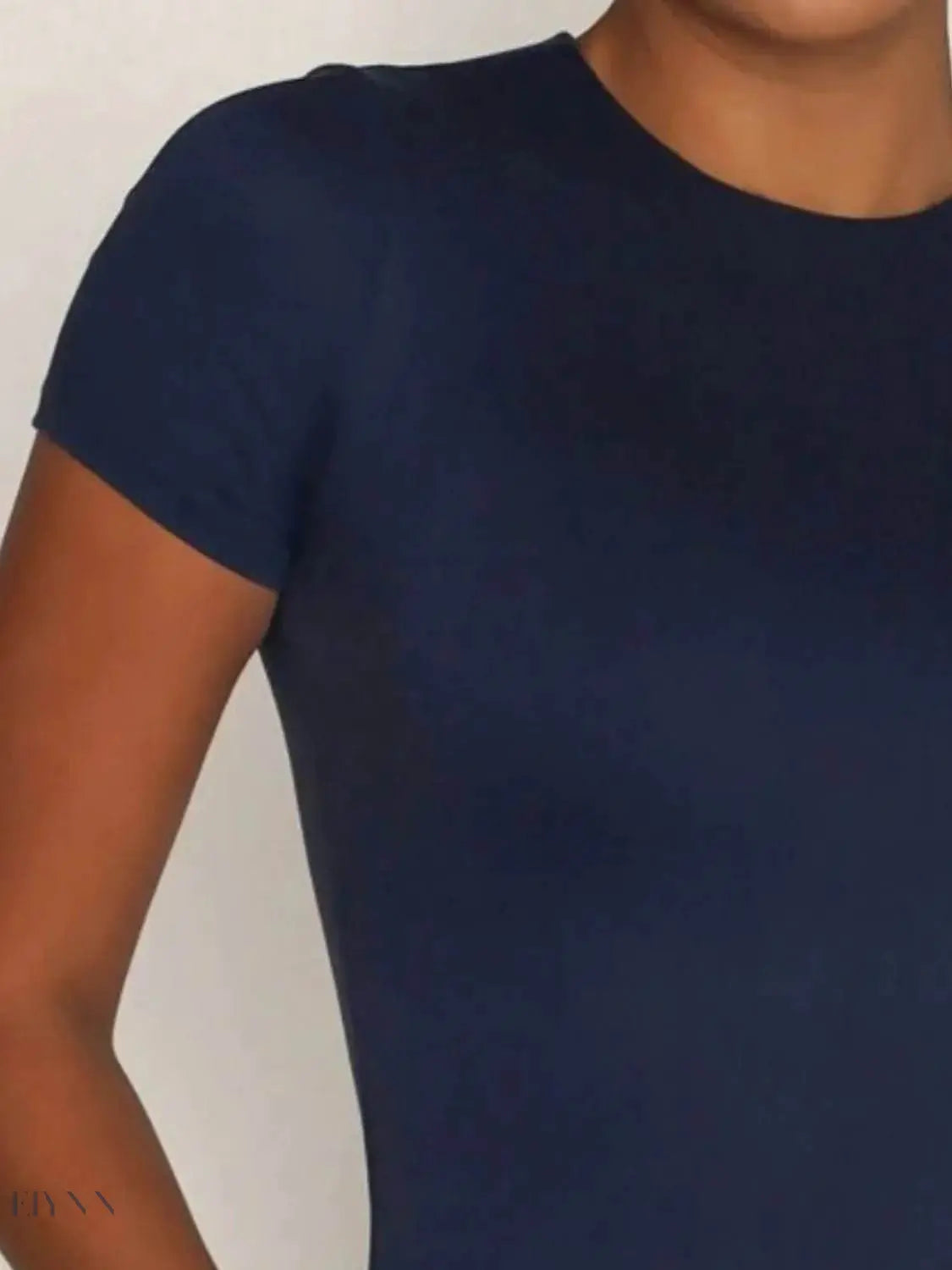 Round Neck Short Sleeve Swim Top - EBYNN