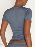 Round Neck Short Sleeve Swim Top - EBYNN