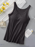 Round Neck Tank Top with Bra - Comfort and Style in One - EBYNN