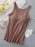 Round Neck Tank Top with Bra - Comfort and Style in One - EBYNN