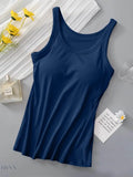 Round Neck Tank Top with Bra - Comfort and Style in One - EBYNN