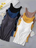 Round Neck Tank Top with Bra - Comfort and Style in One - EBYNN