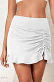Ruched Elastic Waist Swim Skirt - EBYNN