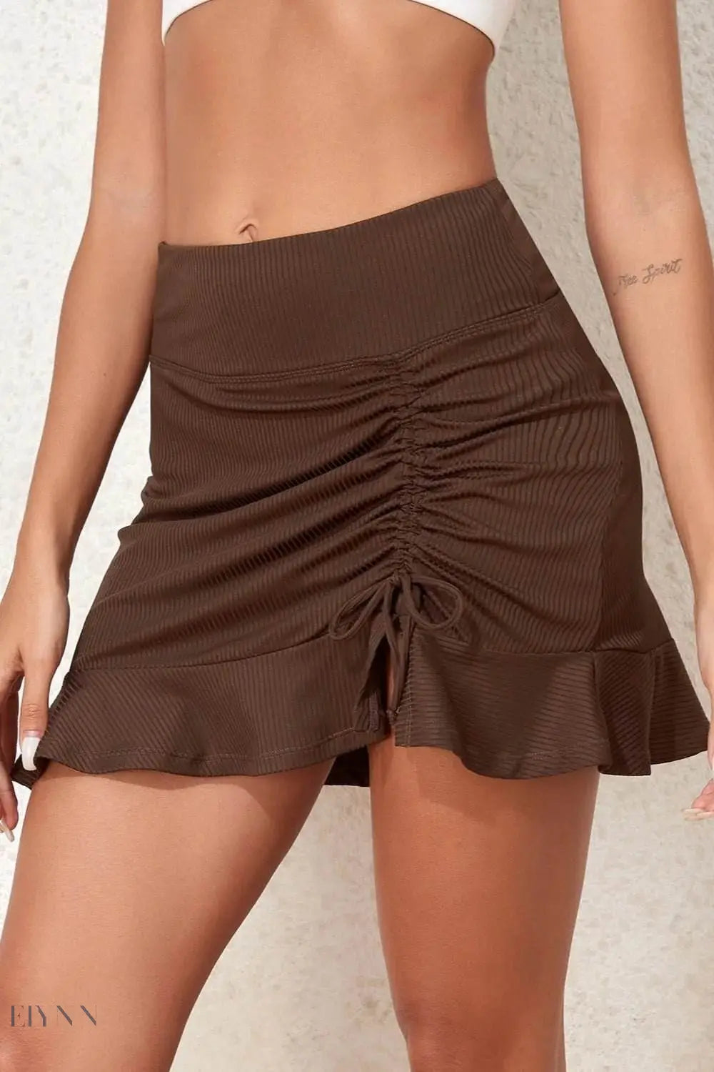 Ruched Elastic Waist Swim Skirt - EBYNN