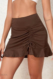 Ruched Elastic Waist Swim Skirt - EBYNN