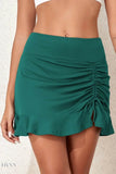 Ruched Elastic Waist Swim Skirt - EBYNN